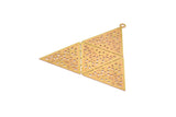 Brass Earring Charm , 6 Raw Brass Textured Triangle/Pyramid Earring Charms With 1 Loop Pendants, Findings (43x47mm) E477