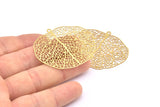 Brass Earring Charm , 6 Raw Brass Textured Leaf Earring Charms With 1 Loop Pendants, Findings (45x39mm) E427