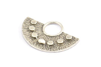 Semi Circle Pendant, 2 Antique Silver Pendant Brass Semi Circle  Pendants (29x19mm) C012