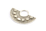 Semi Circle Pendant, 2 Antique Silver Pendant Brass Semi Circle  Pendants (29x19mm) C012