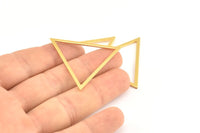Triangle Gold Charm, 3 Gold Lacquer Plated Brass Triangles (39x35x1mm) E079