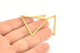 Triangle Gold Charm, 3 Gold Lacquer Plated Brass Triangles (39x35x1mm) E079