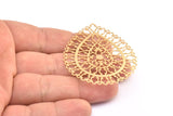 Gold Earring Charm ,2 Gold Plated Brass Ethnic Motif Earring Charms Pendants, Findings (57x45mm) E424