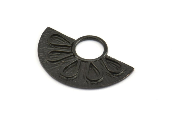 Yarım Daire Kolye, 2 Oksitlenmiş Pirinç Siyah Yarım Daire Kolye (28x19mm) A0212 S801
