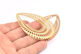 Altın Küpe Tılsımı, 2 Altın Kaplama Pirinç Etnik Motifli Küpe Tılsımı, 1 Delikli Kolye Ucu, Bulgular (68x45mm) E473