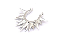 Gümüş Sunny Kolye, 2 Halka, Bulgular, Tılsımlar ile 5 Gümüş Tonlu Pirinç Sunny Etnik Kolye (24x24x2,5 mm) BS 2054 H0016