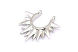 Gümüş Sunny Kolye, 2 Halka, Bulgular, Tılsımlar ile 5 Gümüş Tonlu Pirinç Sunny Etnik Kolye (24x24x2,5 mm) BS 2054 H0016