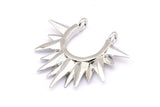 Gümüş Sunny Kolye, 2 Halka, Bulgular, Tılsımlar ile 5 Gümüş Tonlu Pirinç Sunny Etnik Kolye (24x24x2,5 mm) BS 2054 H0016