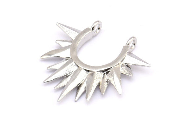 Gümüş Sunny Kolye, 2 Halka, Bulgular, Tılsımlar ile 5 Gümüş Tonlu Pirinç Sunny Etnik Kolye (24x24x2,5 mm) BS 2054 H0016