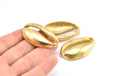 Brass Shell Finding, 1 Raw Brass Cowrie Shell Findings, Pendants, Charms, Earrings, Beads 43-46MM BS 1853