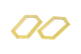 Brass Hexagon Blank, 12 Raw Brass Hexagon Charms, Pendants (45x24x0.80mm) D0355