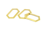 Brass Hexagon Blank, 12 Raw Brass Hexagon Charms, Pendants (45x24x0.80mm) D0355