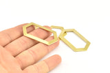 Brass Hexagon Blank, 12 Raw Brass Hexagon Charms, Pendants (45x24x0.80mm) D0355