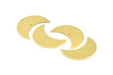 Brass Crescent Moon, 10 Raw Brass Moons With 2 Holes (25x11x0.80mm) D0010