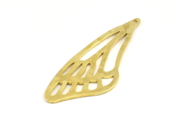 Brass Wing Charm, 4 Raw Brass Wing Charms With 2 Loops, Earrings, Pendants Jewelry Findings (52x22x1mm) V097