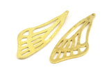 Brass Wing Charm, 4 Raw Brass Wing Charms With 2 Loops, Earrings, Pendants Jewelry Findings (52x22x1mm) V097