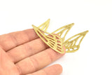 Brass Wing Charm, 4 Raw Brass Wing Charms With 2 Loops, Earrings, Pendants Jewelry Findings (52x22x1mm) V097