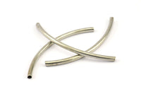 Silver Curved Tubes, 30 Nickel Free Silver Plated Curved Tubes (55x3mm) Brc270