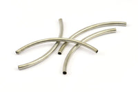 Silver Curved Tubes, 30 Nickel Free Silver Plated Curved Tubes (55x3mm) Brc270