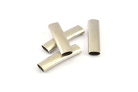 24 Oval Nickel Free Brass Silver Tubes  (24x6.2x3.4mm) Sq29  BRC268