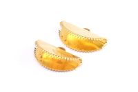 Yarım Ay Kıvrım, 1 Döngülü 6 Altın Kaplama Pirinç Şerit Kıvrım Ucu, Bulgular (20x12mm) E145 Q0571