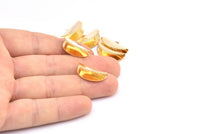 Yarım Ay Kıvrım, 1 Döngülü 6 Altın Kaplama Pirinç Şerit Kıvrım Ucu, Bulgular (20x12mm) E145 Q0571