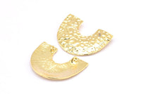 Gold Semi Oval Pendant, 2 Gold Plated Brass Semi Oval Pendants With 2 Loops, Necklace Findings (21x27x0.8mm) BS 2002 Q0585