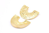 Gold Semi Oval Pendant, 2 Gold Plated Brass Semi Oval Pendants With 2 Loops, Necklace Findings (21x27x0.8mm) BS 2002 Q0585