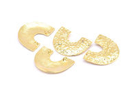 Gold Semi Oval Pendant, 2 Gold Plated Brass Semi Oval Pendants With 2 Loops, Necklace Findings (21x27x0.8mm) BS 2002 Q0585