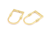 D Şekilli Halkalar, 1 Delikli 2 Altın Kaplama Pirinç Çekiçlenmiş D Şekilli Konnektör, Halkalar (29x19x1,3 mm) BS 1876 Q0583