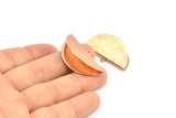 Yarım Ay Kıvrım, Gül Altın Kaplamalı Pirinç Dokulu Şerit Kıvrım Ucu, 1 Döngü, Bulgular (36x18mm) BS 2000 Q0575