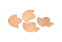 Yarım Daire Kolye, 1 Delikli 2 Gül Altın Kaplamalı Pirinç Çekiçlenmiş Yarım Daire Boşluk, Geometrik Kolye (24x17,5x0,7 mm) BS 1905 Q0573