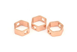 Rose Gold Hexagon Charm, 4 Rose Gold Plated Brass Hexagon Ring Charms With 2 Holes (12x5x1mm) BS 2183 Q0582