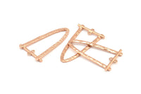 Gül Altın Oval Kolye, 2 Halkalı 2 Gül Altın Kaplamalı Pirinç Çekiçlenmiş Oval Kolye, Kolye Parçaları (39x23x1,5 mm) BS 1871 Q0584