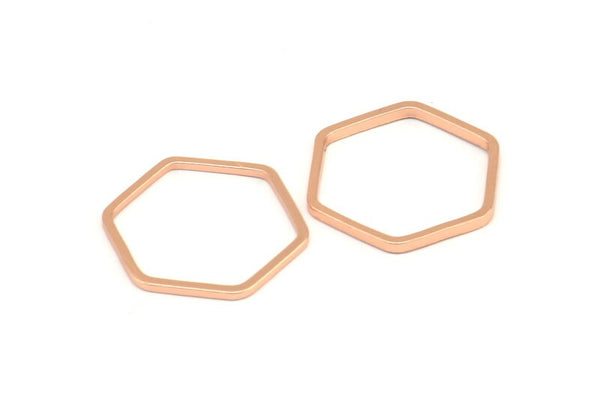 Gül Altın Açık Altıgen, 12 Gül Altın Kaplama Pirinç Altıgen Yüzük Tılsımı (18x1mm) Bs 1224
