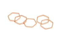 Gül Altın Açık Altıgen, 12 Gül Altın Kaplama Pirinç Altıgen Yüzük Tılsımı (18x1mm) Bs 1224