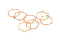 Gül Altın Açık Altıgen, 12 Gül Altın Kaplama Pirinç Altıgen Yüzük Tılsımı (18x1mm) Bs 1224