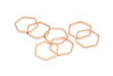 Gül Altın Açık Altıgen, 12 Gül Altın Kaplama Pirinç Altıgen Yüzük Tılsımı (18x1mm) Bs 1224