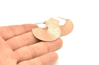 Geometric Earring Findings, 2 Rose Gold Plated Brass Semi Circle Textured Earring Findings  (35x35x0.7mm) E256 Q0595