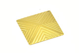 Brass Pyramid Charm, 4 Raw Brass Square Pyramid Textured Pendant (30x30mm)  D0269