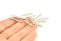Silver Geometric Tube Bead, 50 Silver Tone Brass Square Tube Beads (2x20mm) Bs 1566
