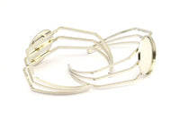 Silver Triple Bracelet, 1 Silver Tone Brass Triple Bracelet 25mm Pad Size (68x17x1.5mm) R033