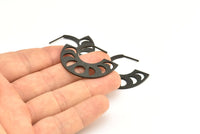 Moon Phases Earring, 2 Oxidized Brass Black Semi Circle Earrings, Earring Findings (38x30x1.2mm) BS 2069 H1683