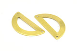 Half Moon Charm, 24 Raw Brass Semi Circle Blanks With 2 Holes (30x15x0.80mm) A0967