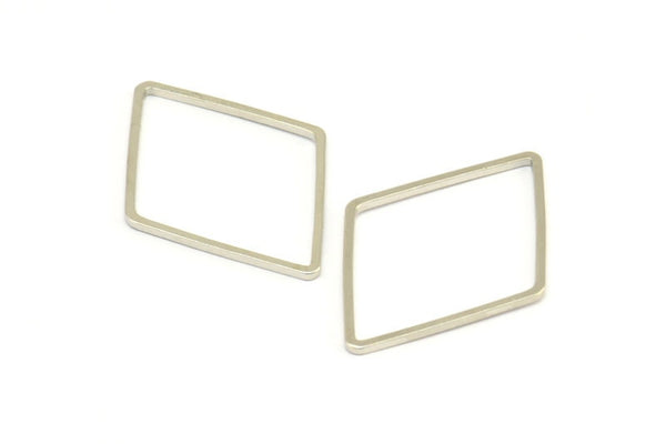 Gümüş Elmas Charm, 12 Gümüş Tonlu Pirinç Açık Elmas Yüzük Charm (31x21,5x1 mm) E051 H1671