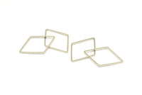 Gümüş Elmas Charm, 12 Gümüş Tonlu Pirinç Açık Elmas Yüzük Charm (31x21,5x1 mm) E051 H1671