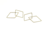 Gümüş Elmas Charm, 12 Gümüş Tonlu Pirinç Açık Elmas Yüzük Charm (31x21,5x1 mm) E051 H1671