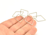 Gümüş Elmas Charm, 12 Gümüş Tonlu Pirinç Açık Elmas Yüzük Charm (31x21,5x1 mm) E051 H1671