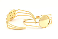 Gold Triple Bracelet, 1 Gold Plated Brass Triple Bracelet 25mm Pad Size (68x17x1.5mm) R033