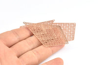 Gül Altın Küpe Tılsımı, 3 Gül Altın Kaplama Pirinç Dokulu Elmas Küpe Tılsımı, 1 Döngülü Kolye Ucu, Bulgular (61x38mm) E472 Q1051
